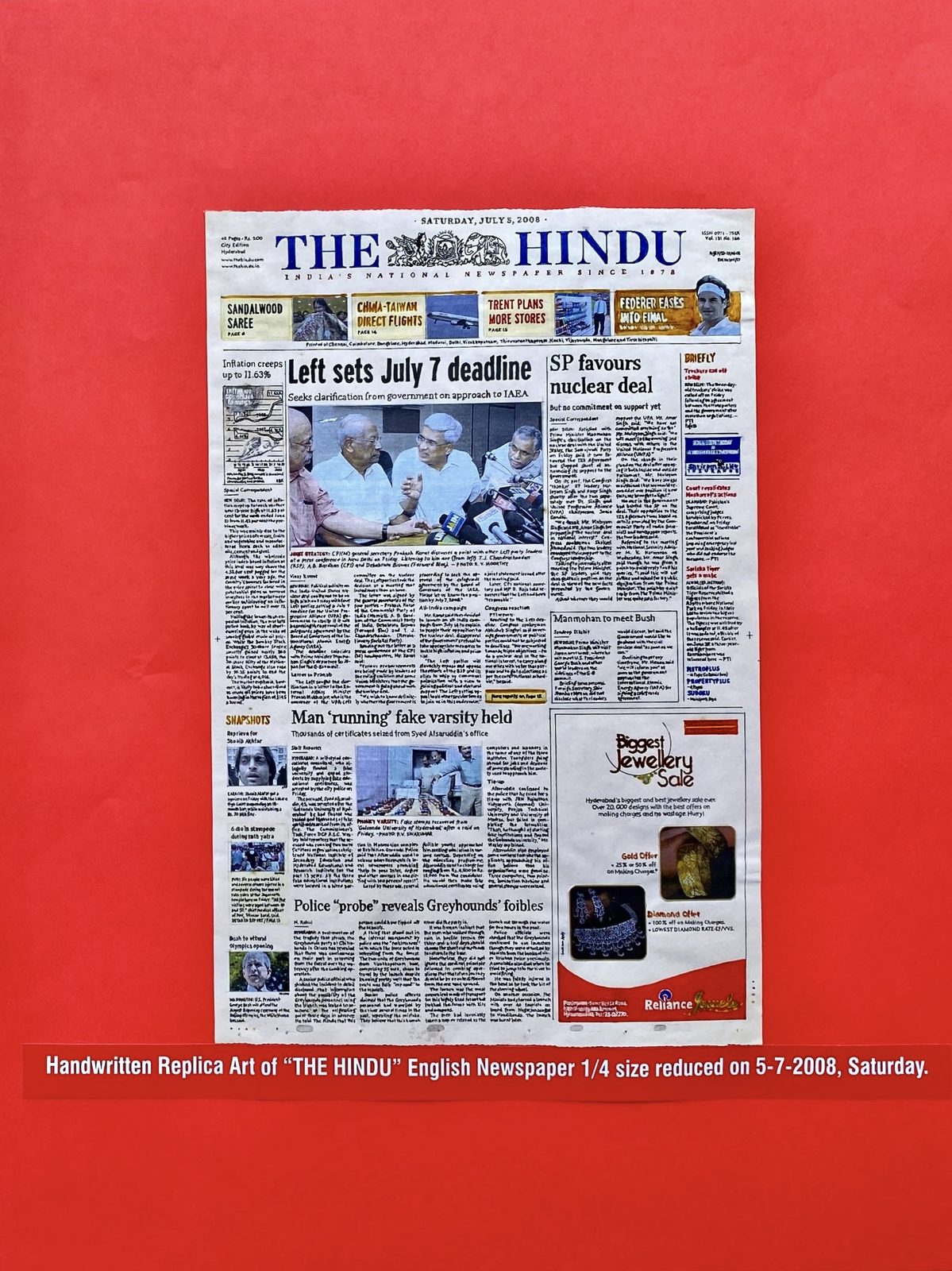 Miniature Handwritten Newspaper — The Hindu