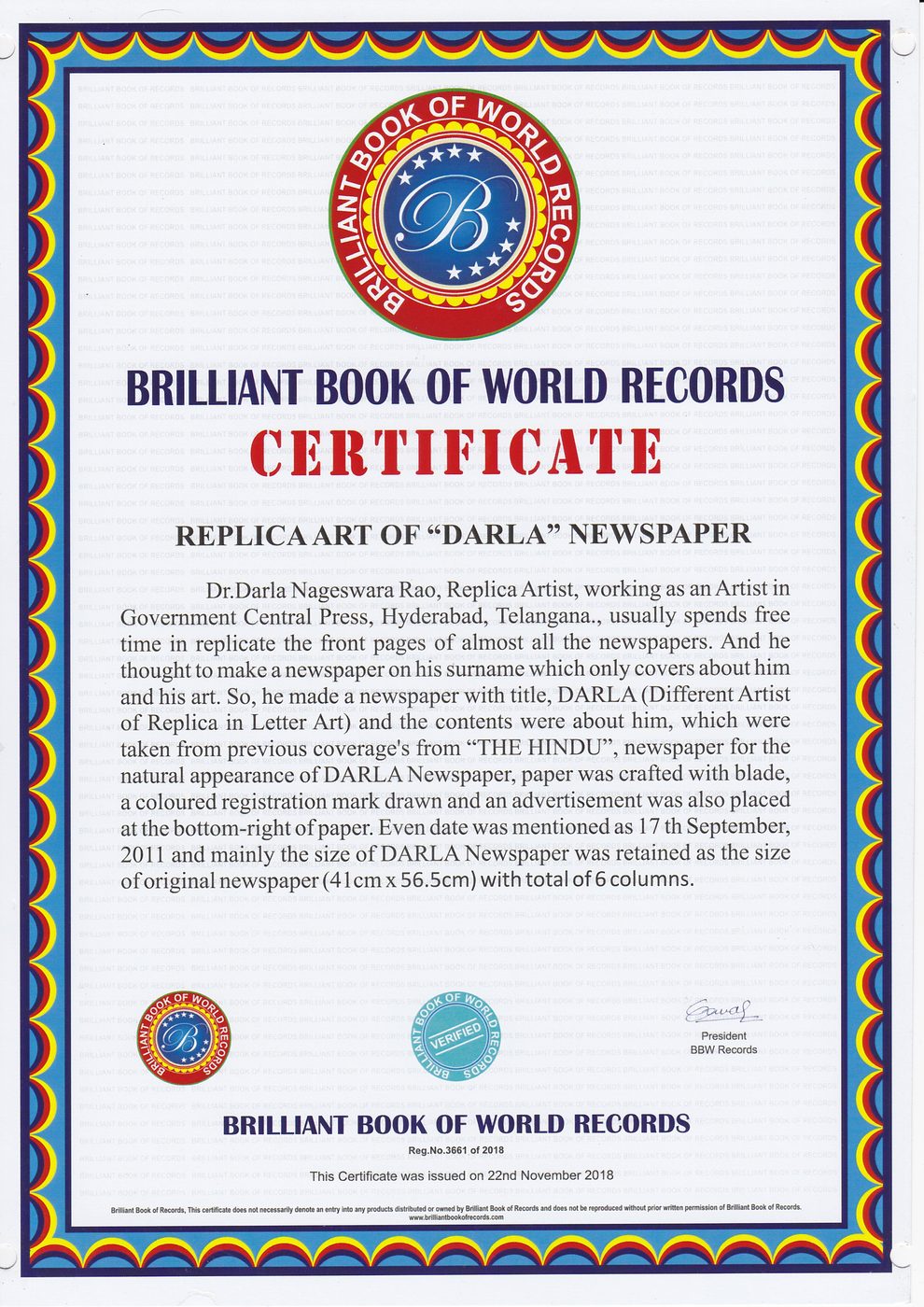 Original Artist Newspaper DARLA certificate — photo 3