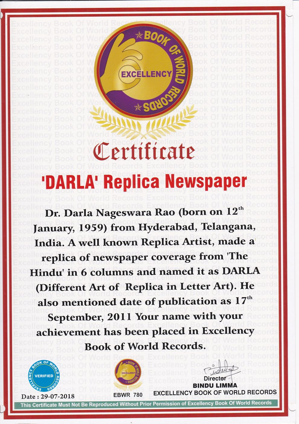 Original Artist Newspaper DARLA certificate — photo 6