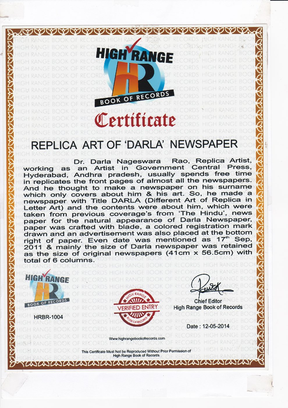 Original Artist Newspaper DARLA certificate — photo 8