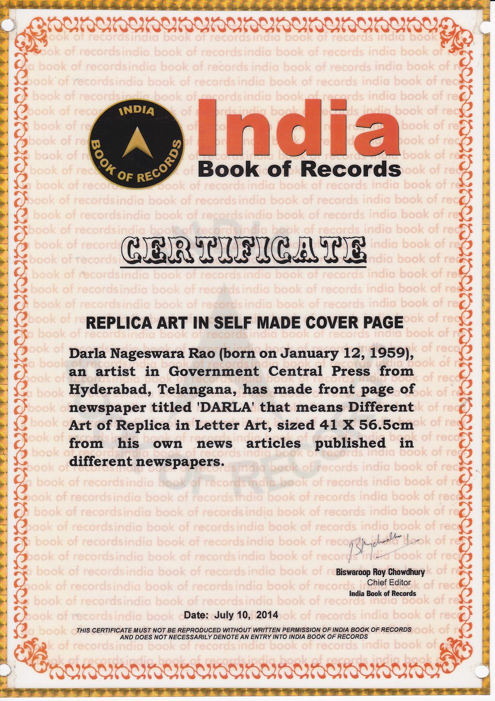 Original Artist Newspaper DARLA certificate — photo 9
