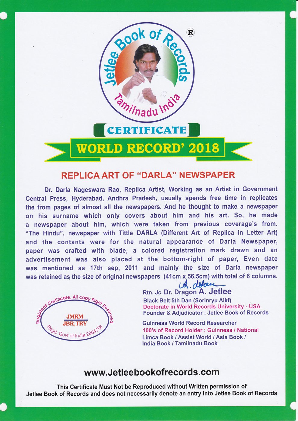Original Artist Newspaper DARLA certificate — photo 10