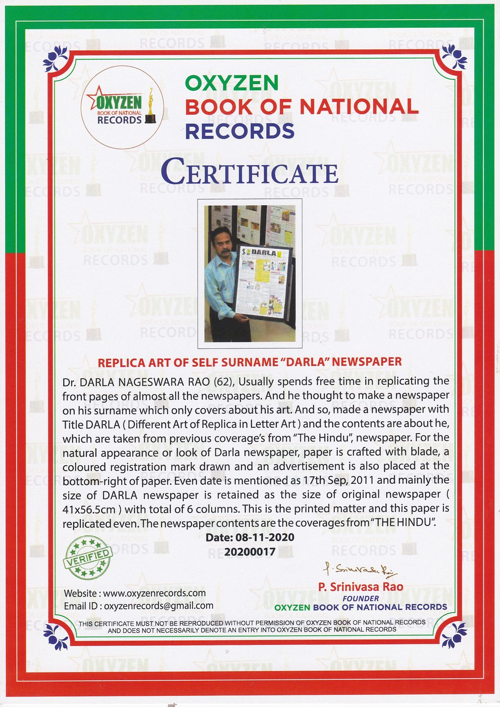 Original Artist Newspaper DARLA certificate — photo 14