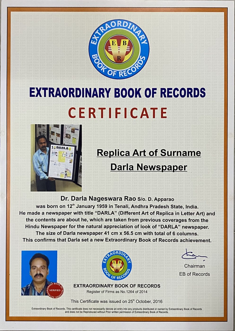 Original Artist Newspaper DARLA certificate — photo 19