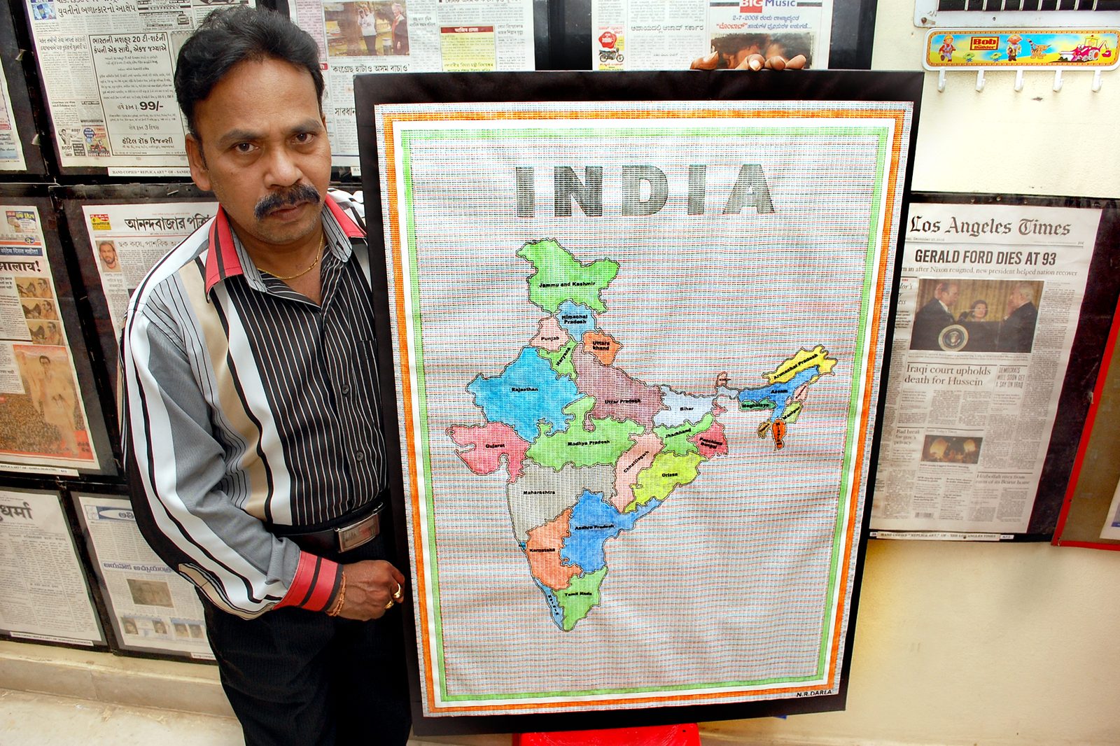 India Map Formed by Writing the Word INDIA