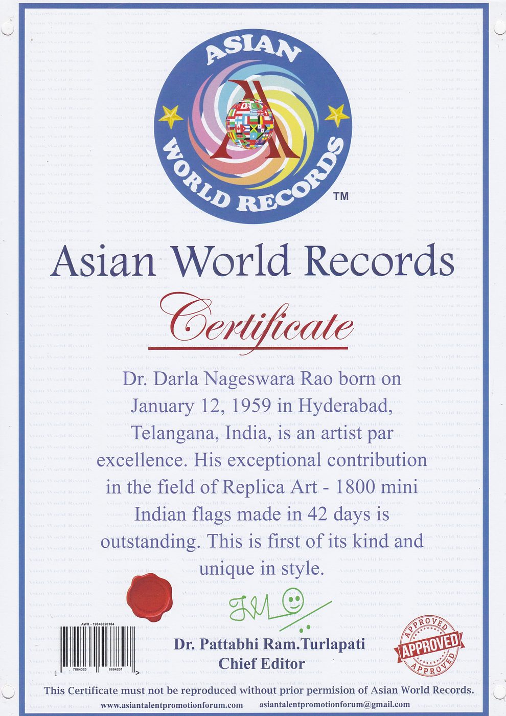 Mini Indian Flags certificate — photo 1