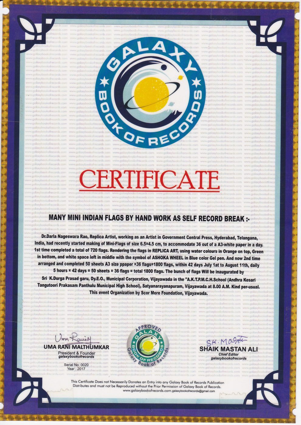 Mini Indian Flags certificate — photo 9