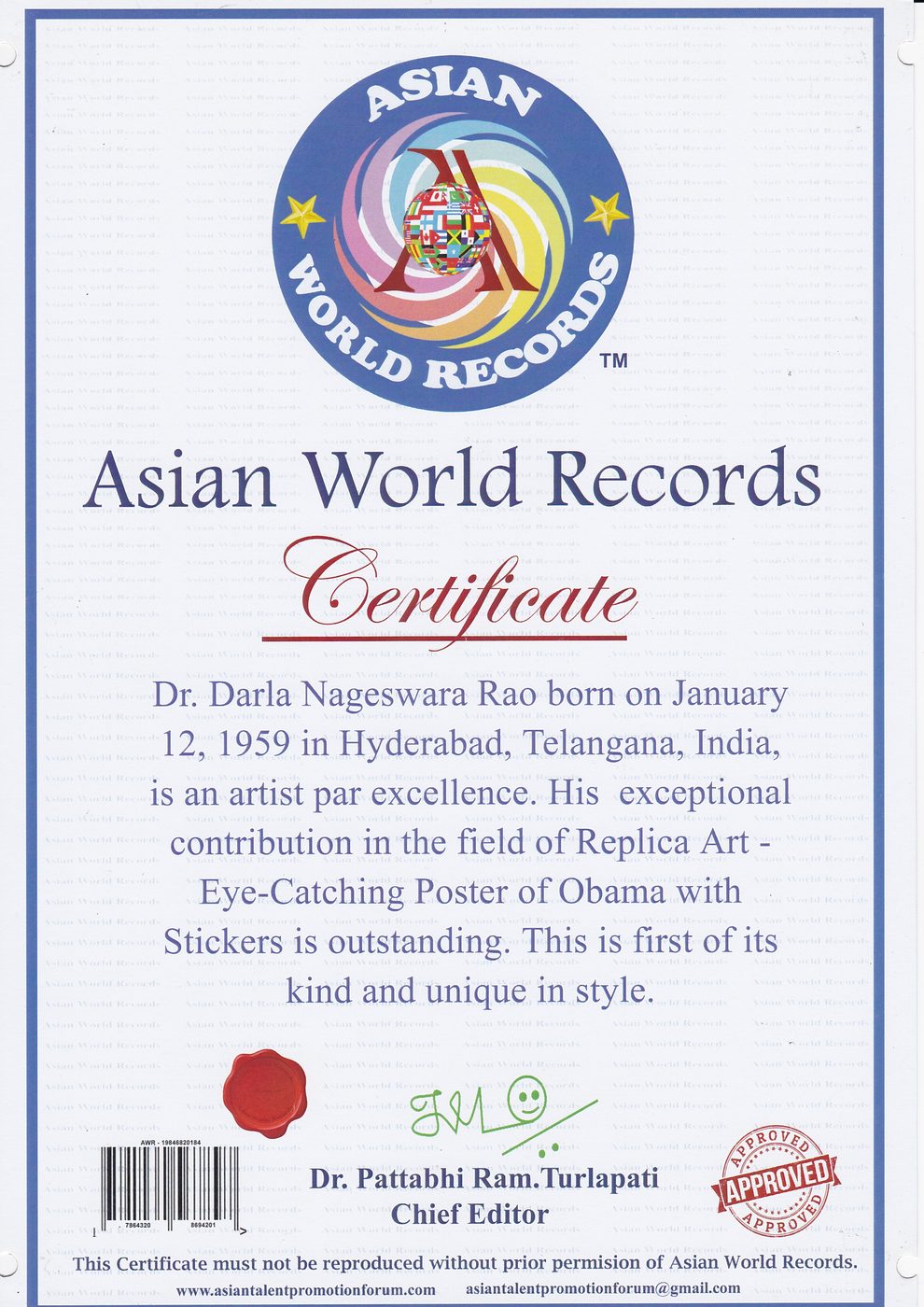 Barack Obama Sticker Portrait certificate — photo 1