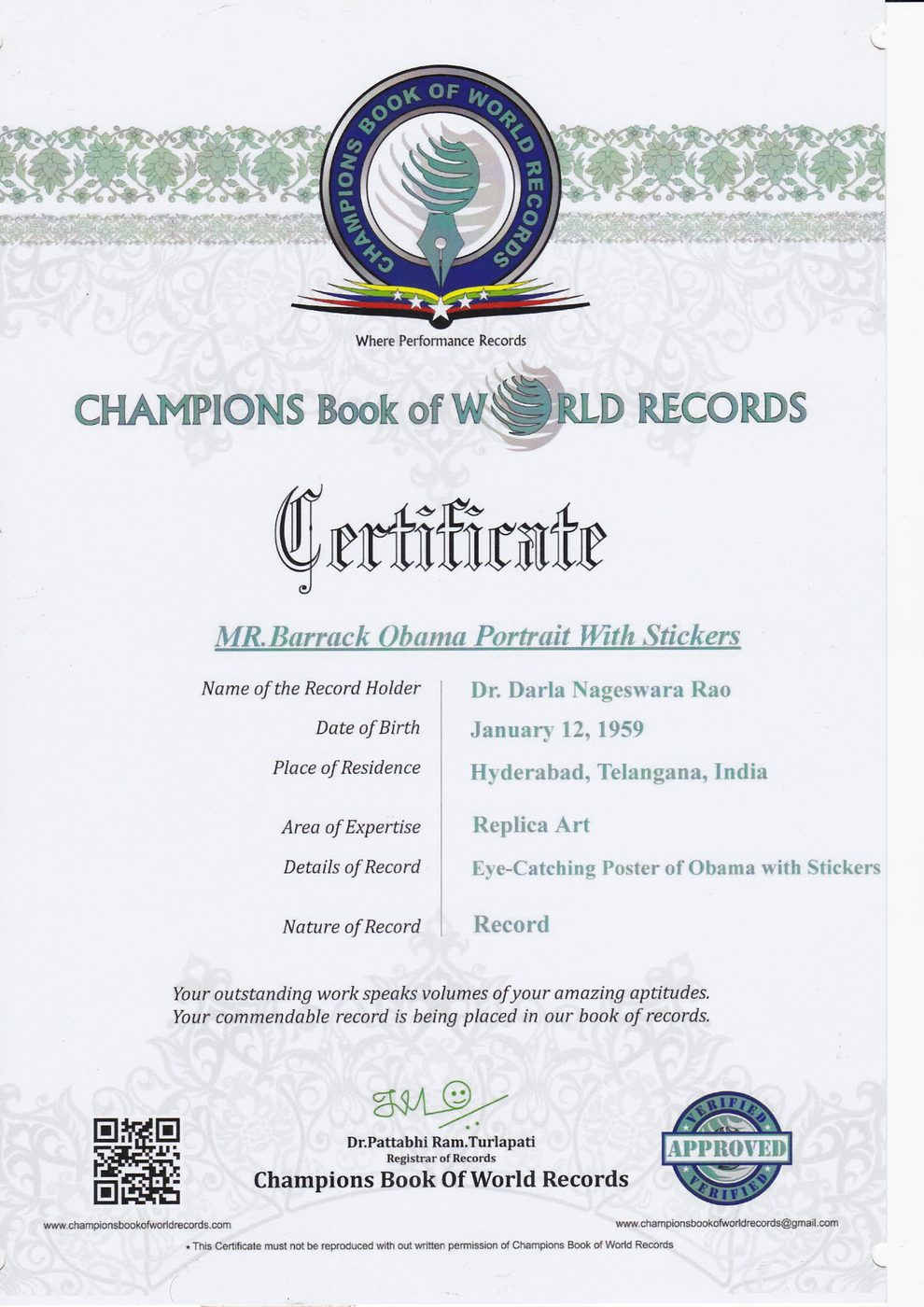 Barack Obama Sticker Portrait certificate — photo 5