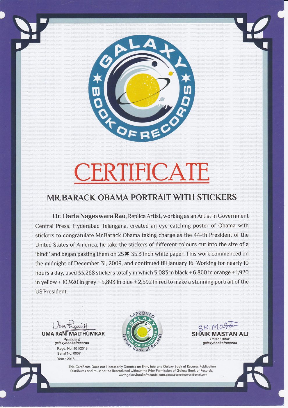 Barack Obama Sticker Portrait certificate — photo 6