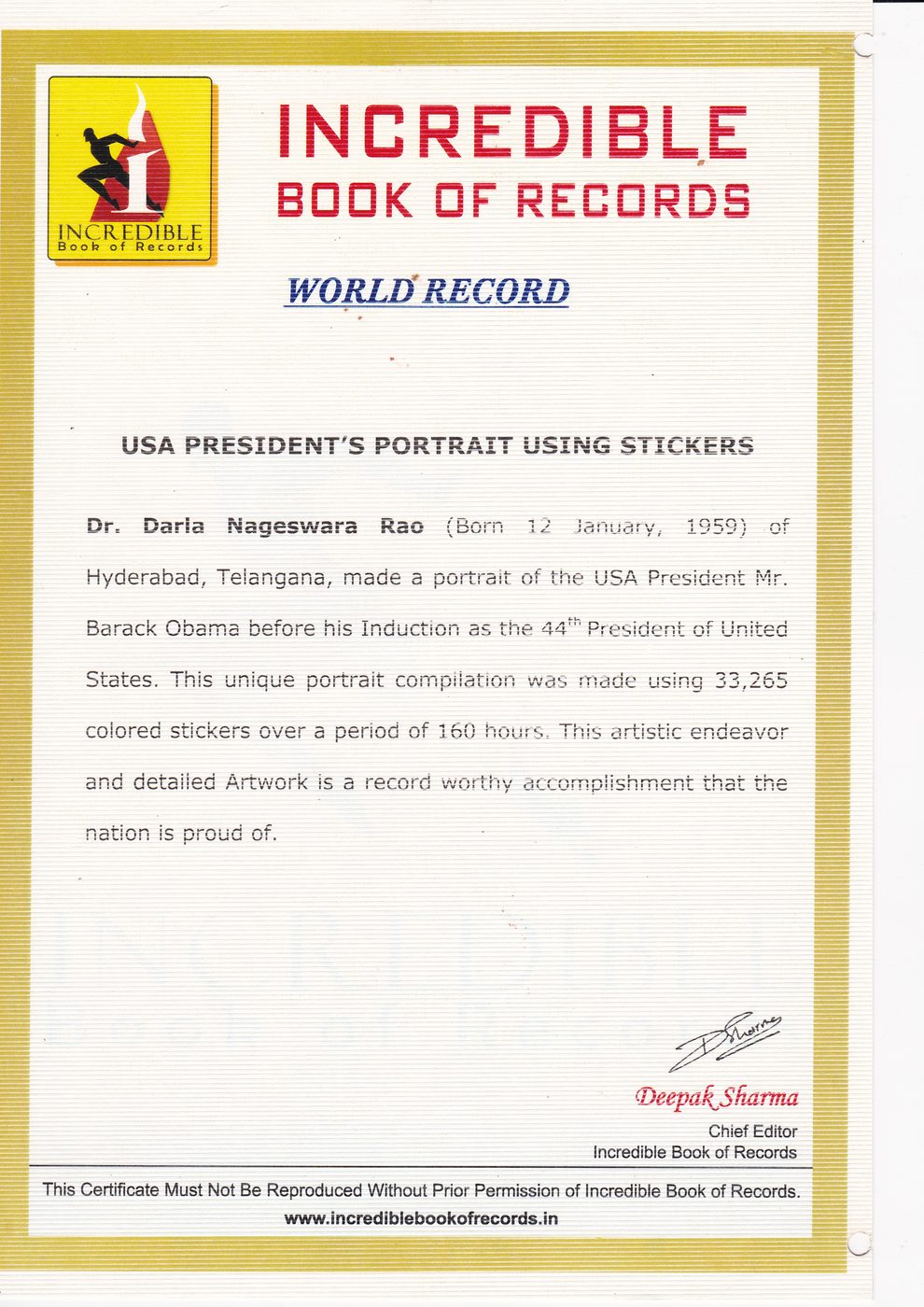 Barack Obama Sticker Portrait certificate — photo 8