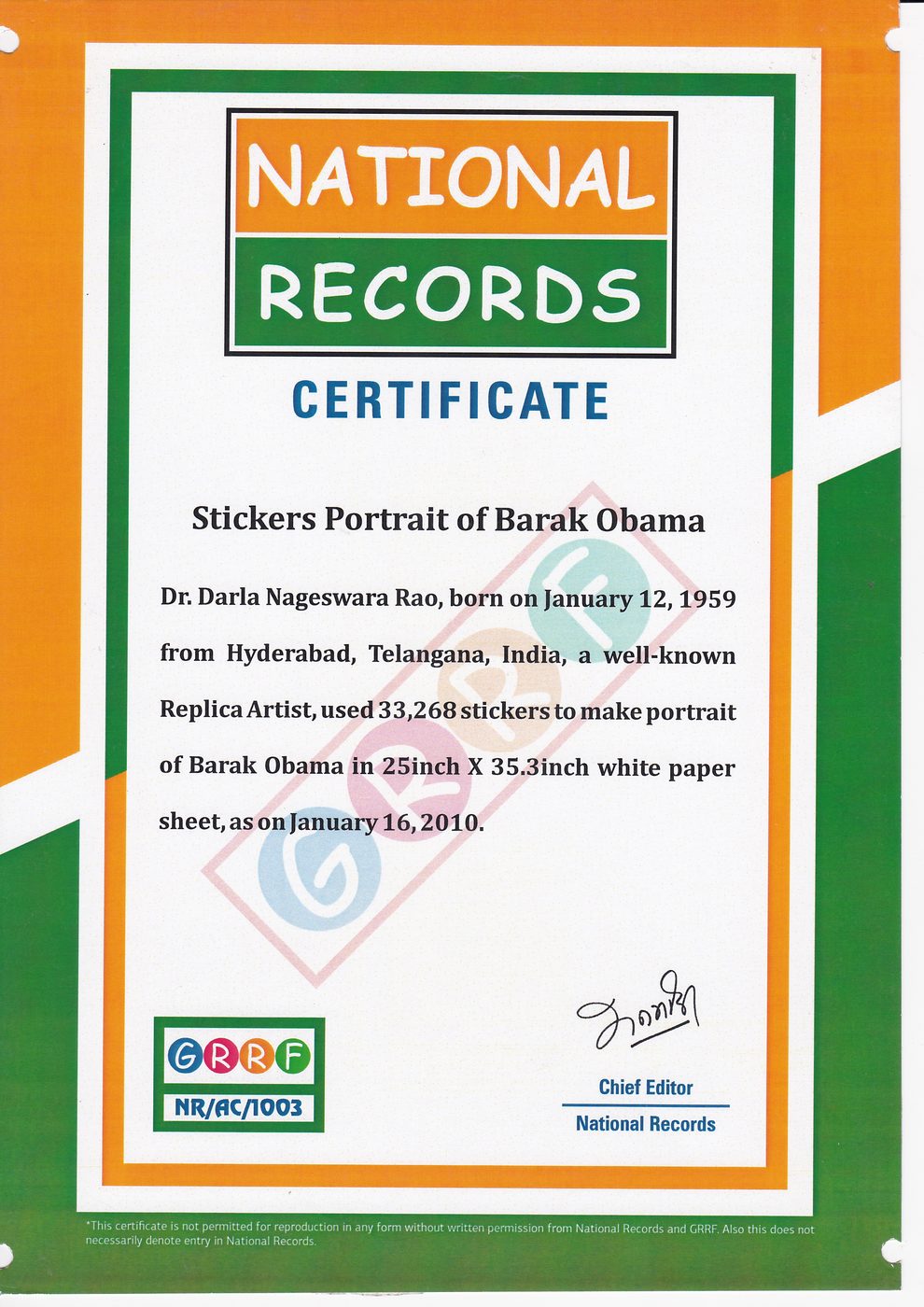 Barack Obama Sticker Portrait certificate — photo 12