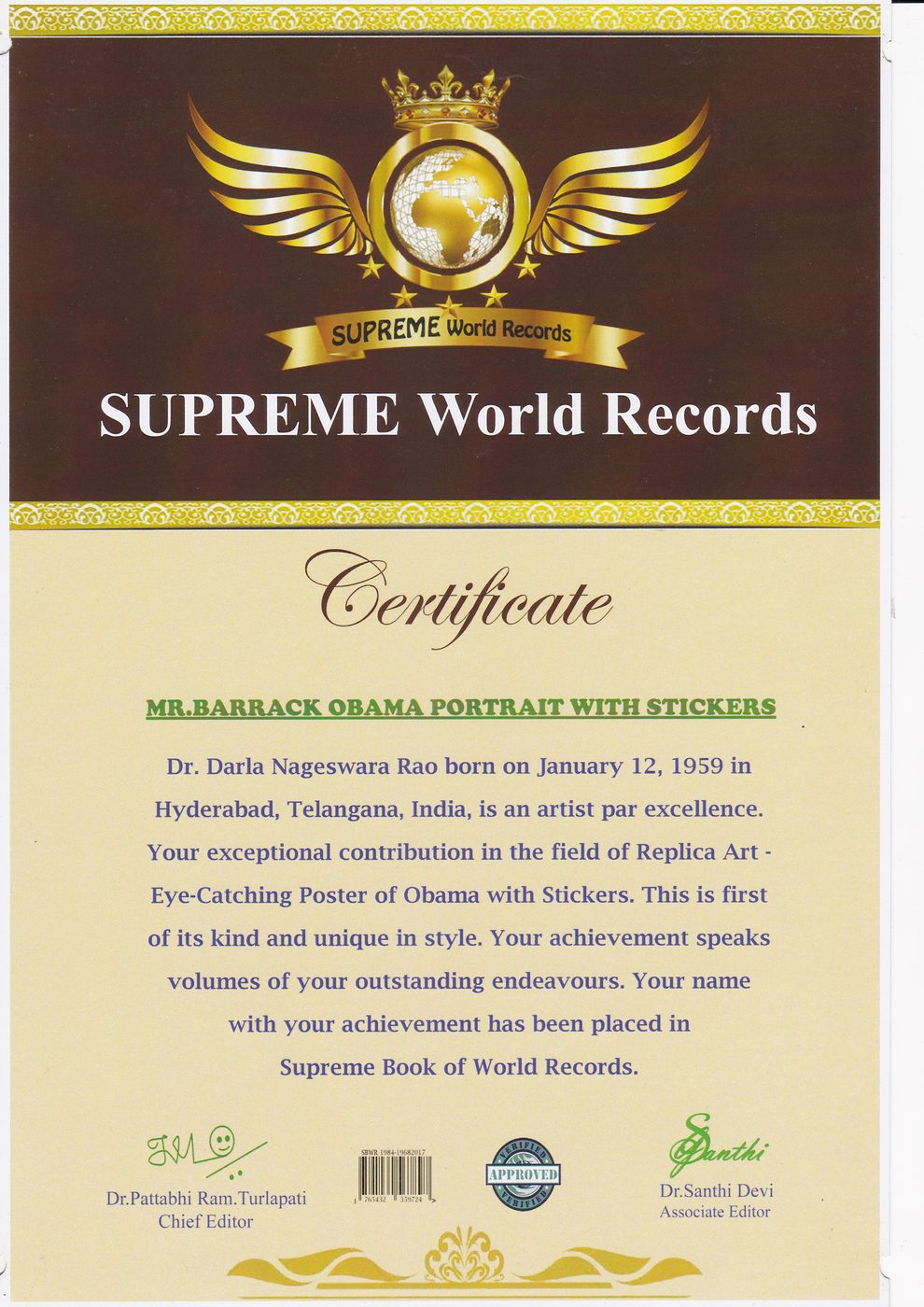 Barack Obama Sticker Portrait certificate — photo 13