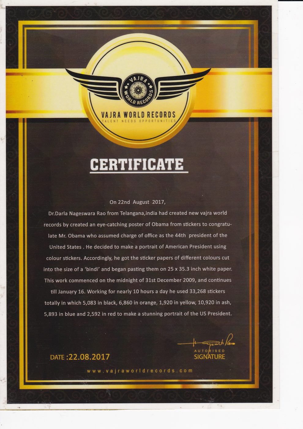 Barack Obama Sticker Portrait certificate — photo 15