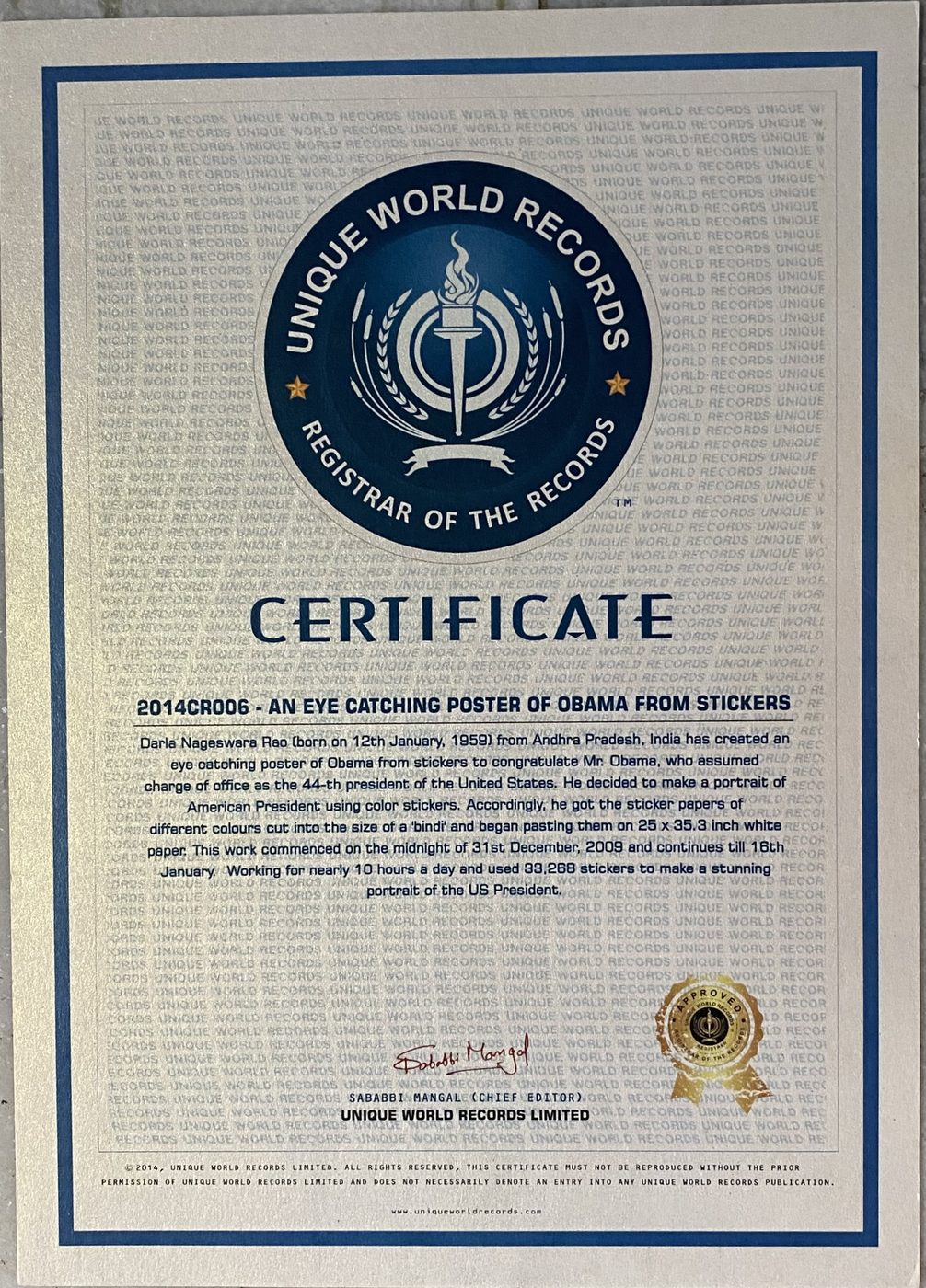 Barack Obama Sticker Portrait certificate — photo 19