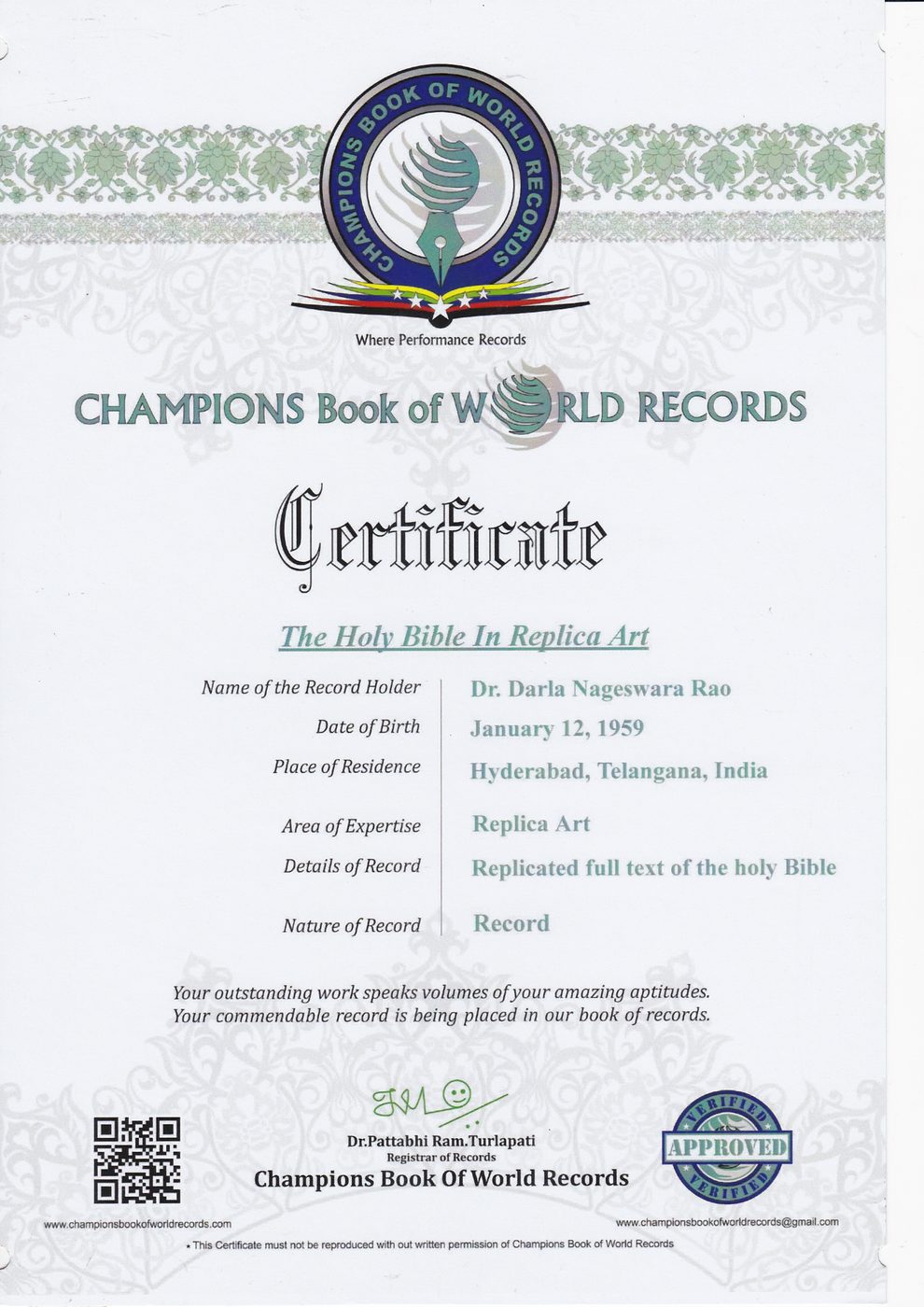 Holy Bible in Replica Art certificate — photo 5