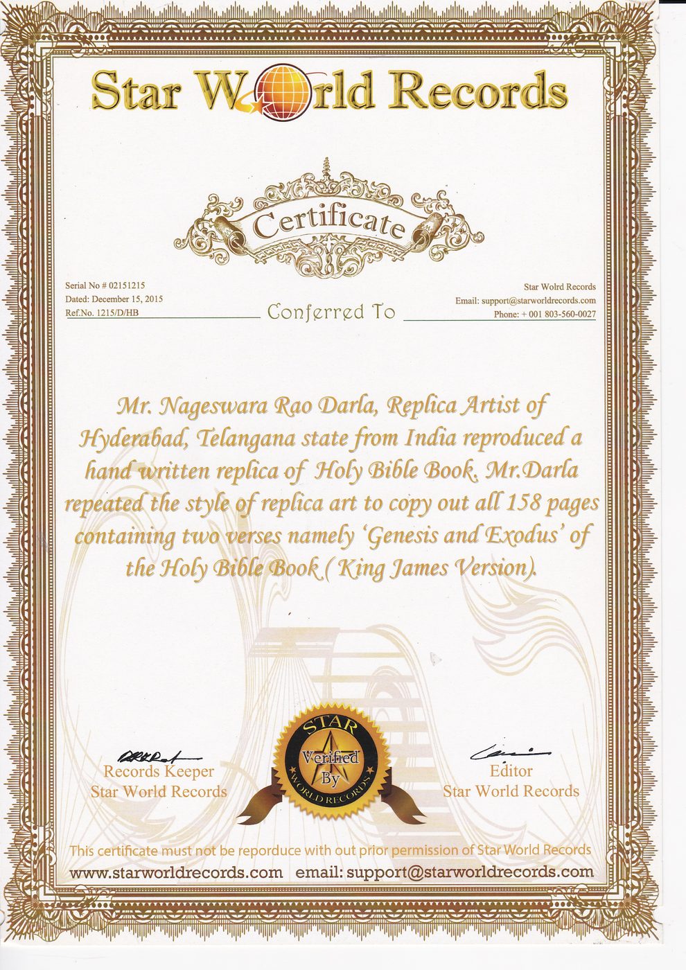 Holy Bible in Replica Art certificate — photo 14