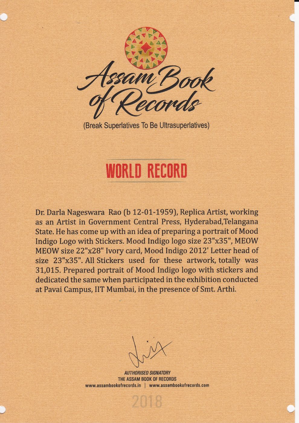 Mood Indigo IIT Bombay certificate — photo 2
