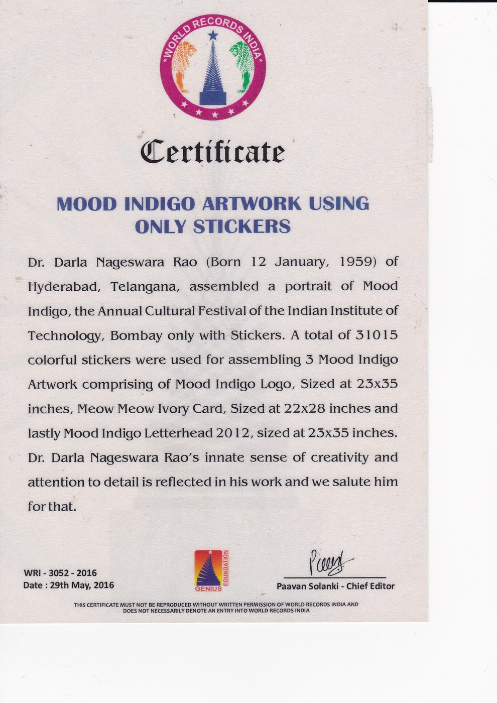 Mood Indigo IIT Bombay certificate — photo 18