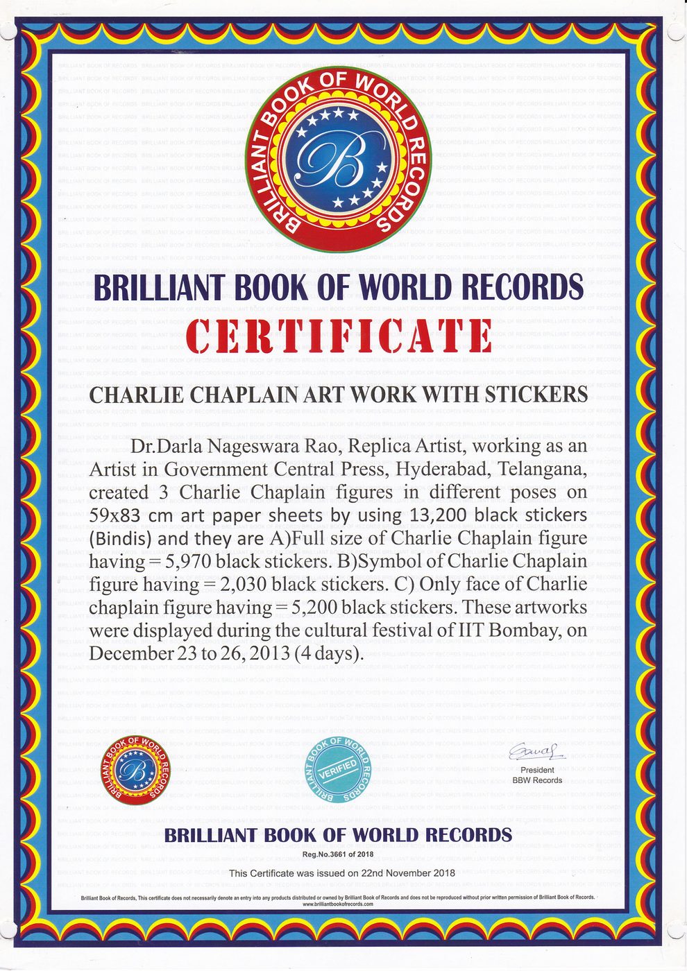 Charlie Chaplin Bindis certificate — photo 3