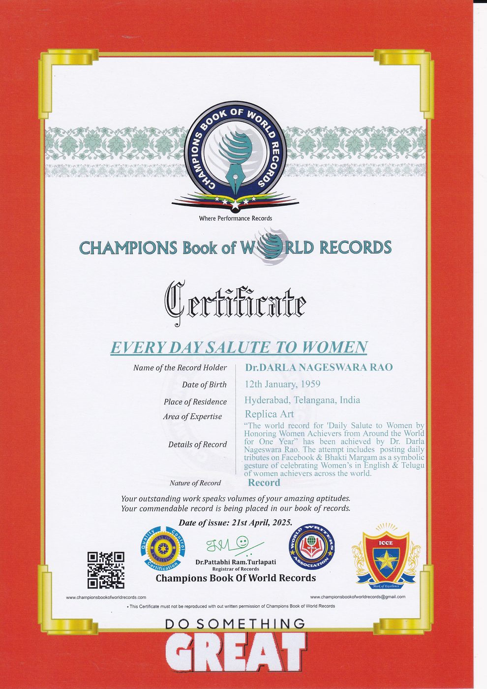 Everyday Salute to Women certificate — photo 4