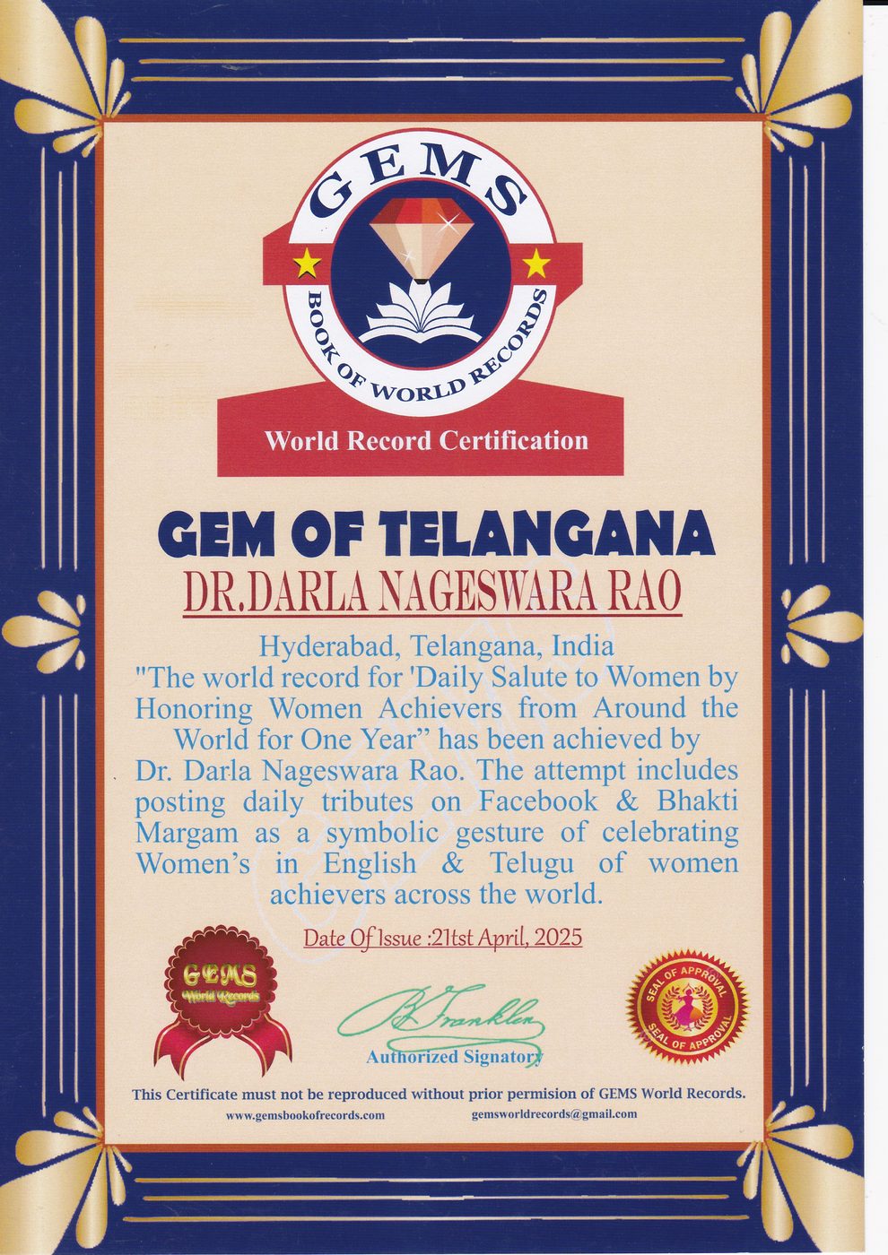 Everyday Salute to Women certificate — photo 10