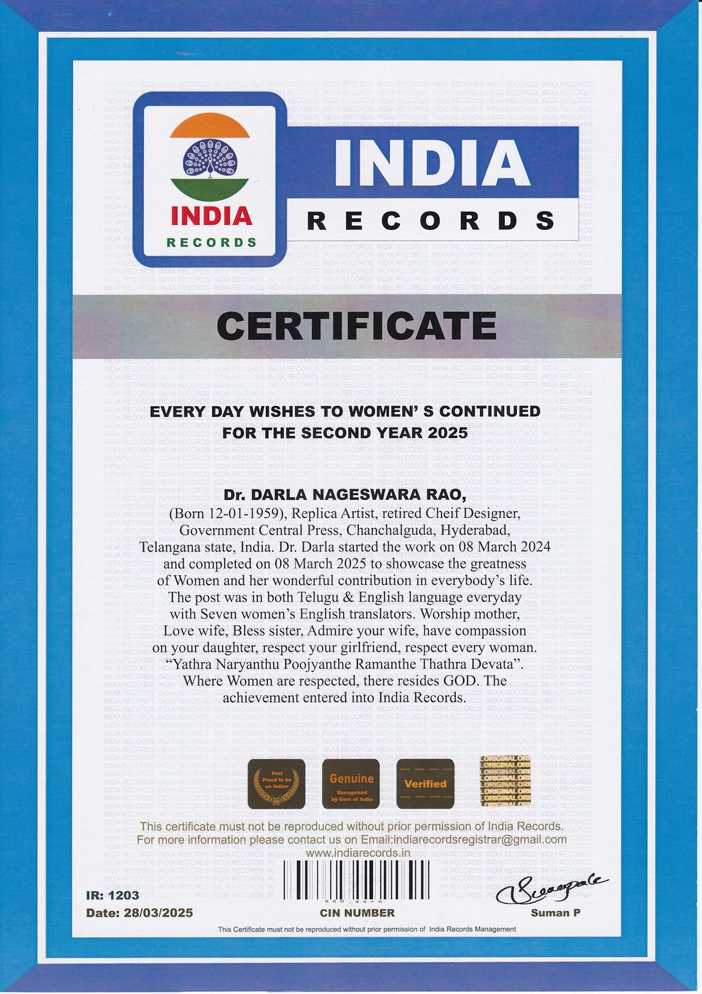 Everyday Salute to Women certificate — photo 14
