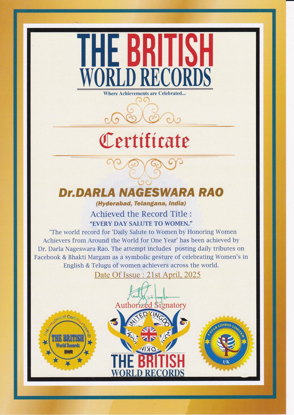 Everyday Salute to Women certificate — photo 20